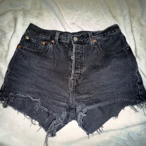 Levi's Frayed Black Jean Shorts